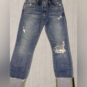 JOE’s DESTROYED STYLE CUFFED CROPPED LIGHT WASH JEANS SIZE 27/4